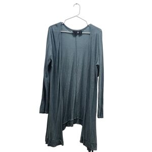 Tahari Lightweight Linen Open Front Longline Cardigan Blue Green Size XL Beach